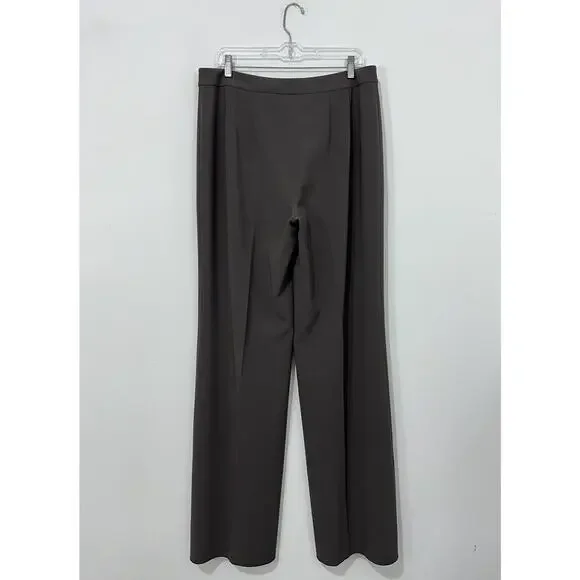St. John Diana Dress Pants Womens 14 Brown Straight Leg Stretch Unhemmed NWT